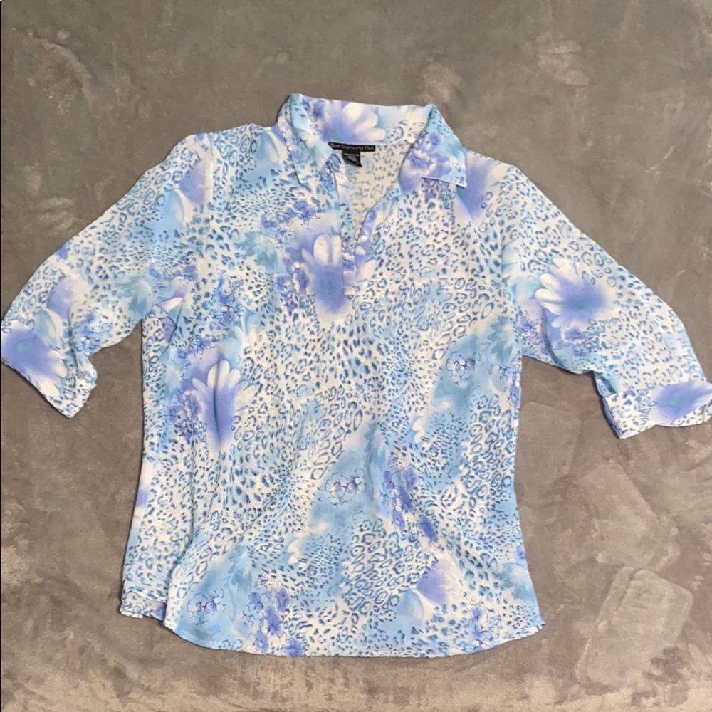 Blue diamond plus blouse 100% polyester size 10